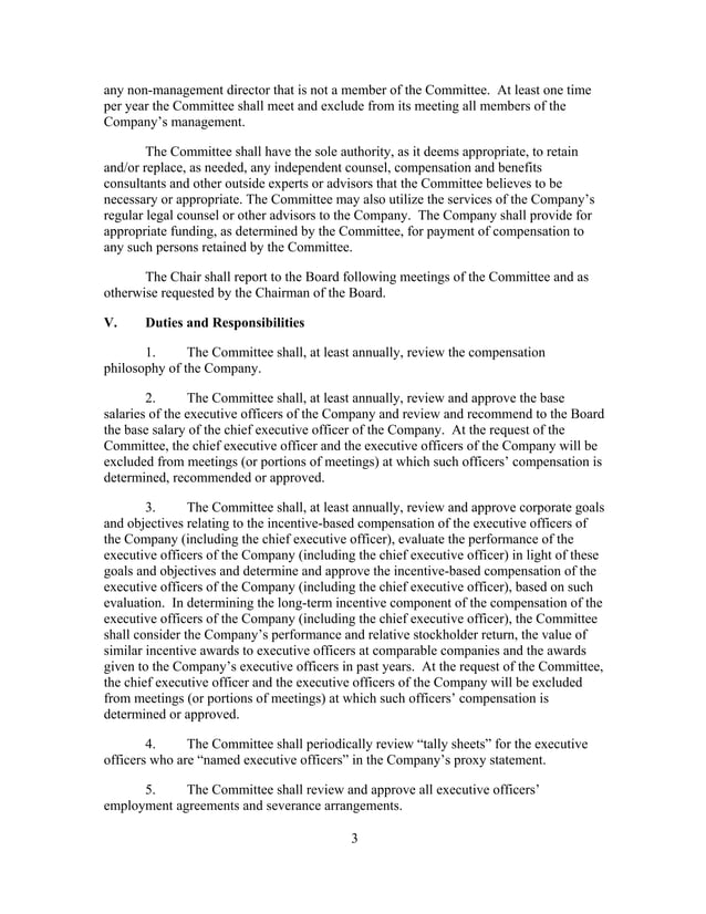 Safeway Compensation Committee Charter