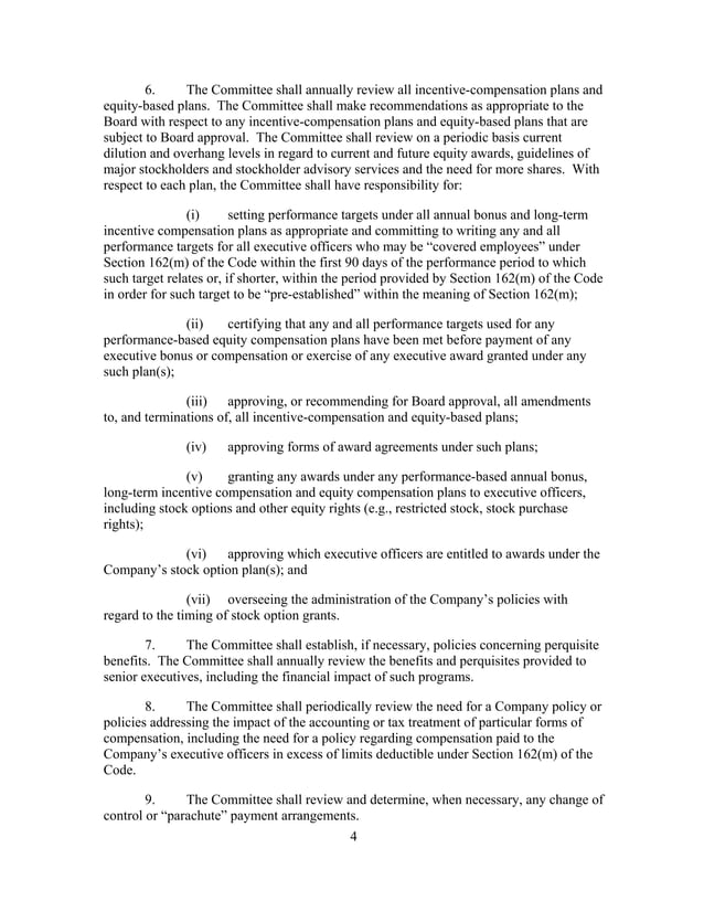 Safeway Compensation Committee Charter