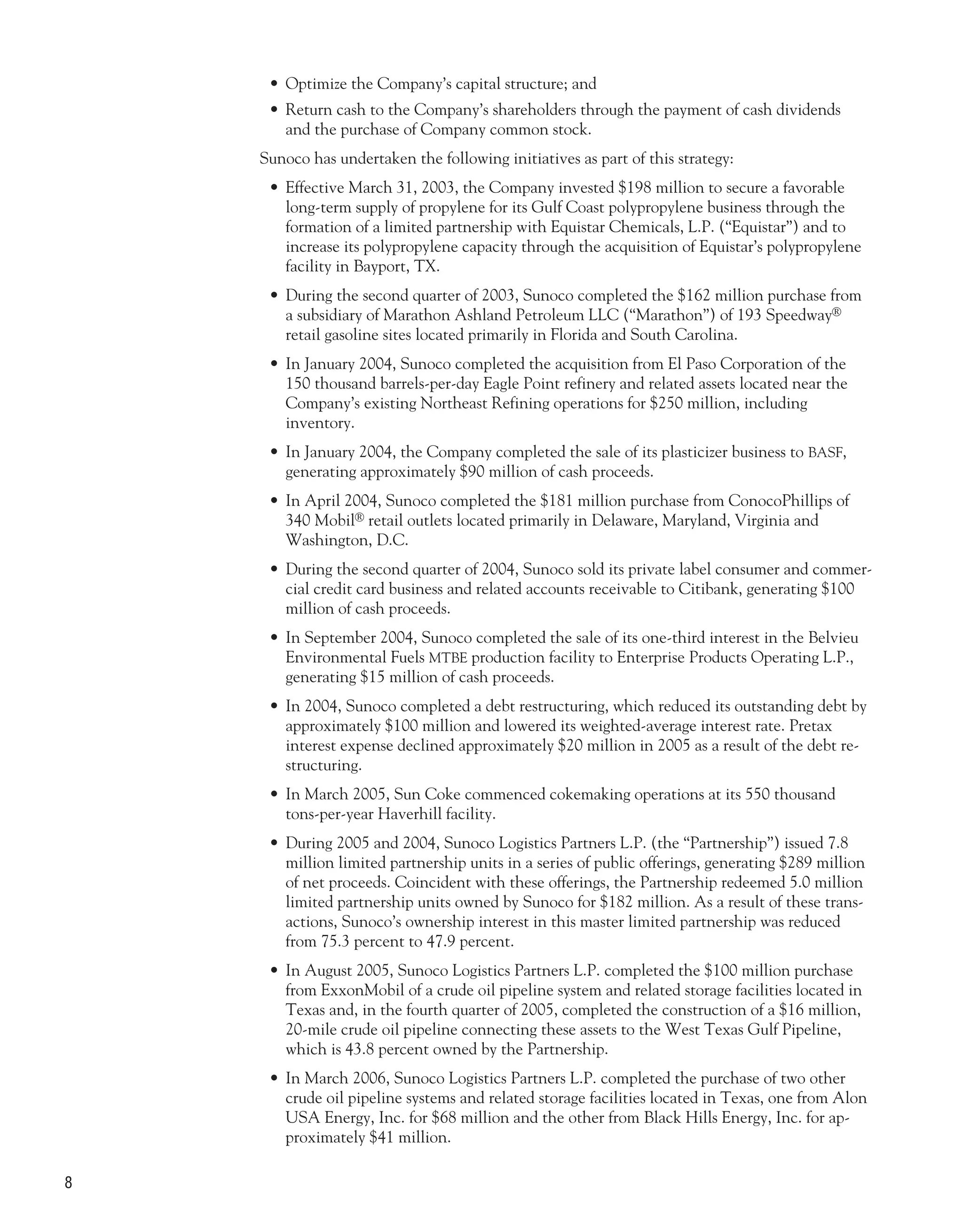 sunoco 2005 Annual Report