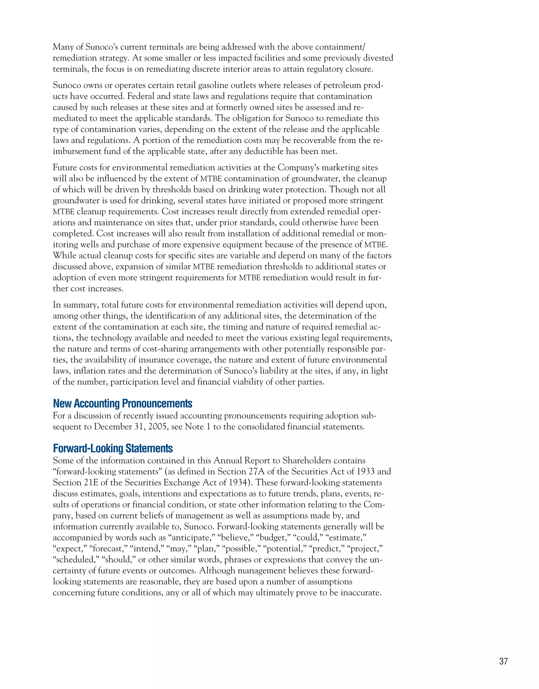 sunoco 2005 Annual Report