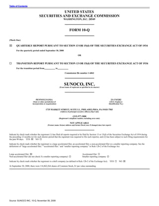 sunoco Quarterly Reports2008 3rd