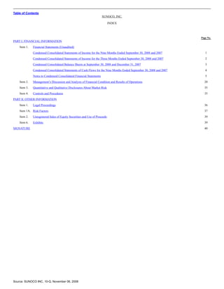 sunoco Quarterly Reports2008 3rd