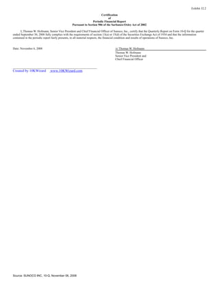 sunoco Quarterly Reports2008 3rd