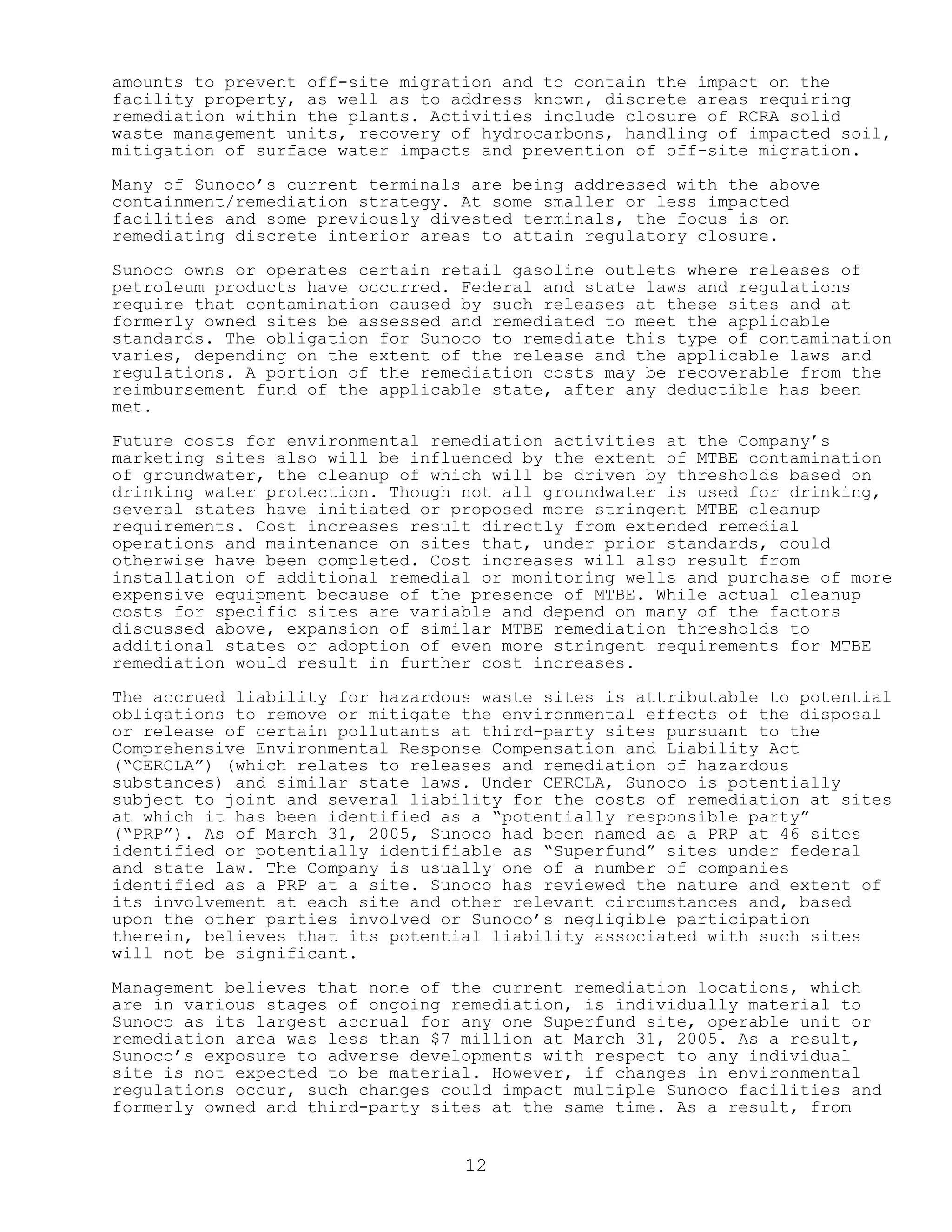 sunoco Quarterly Reports 2005 1st