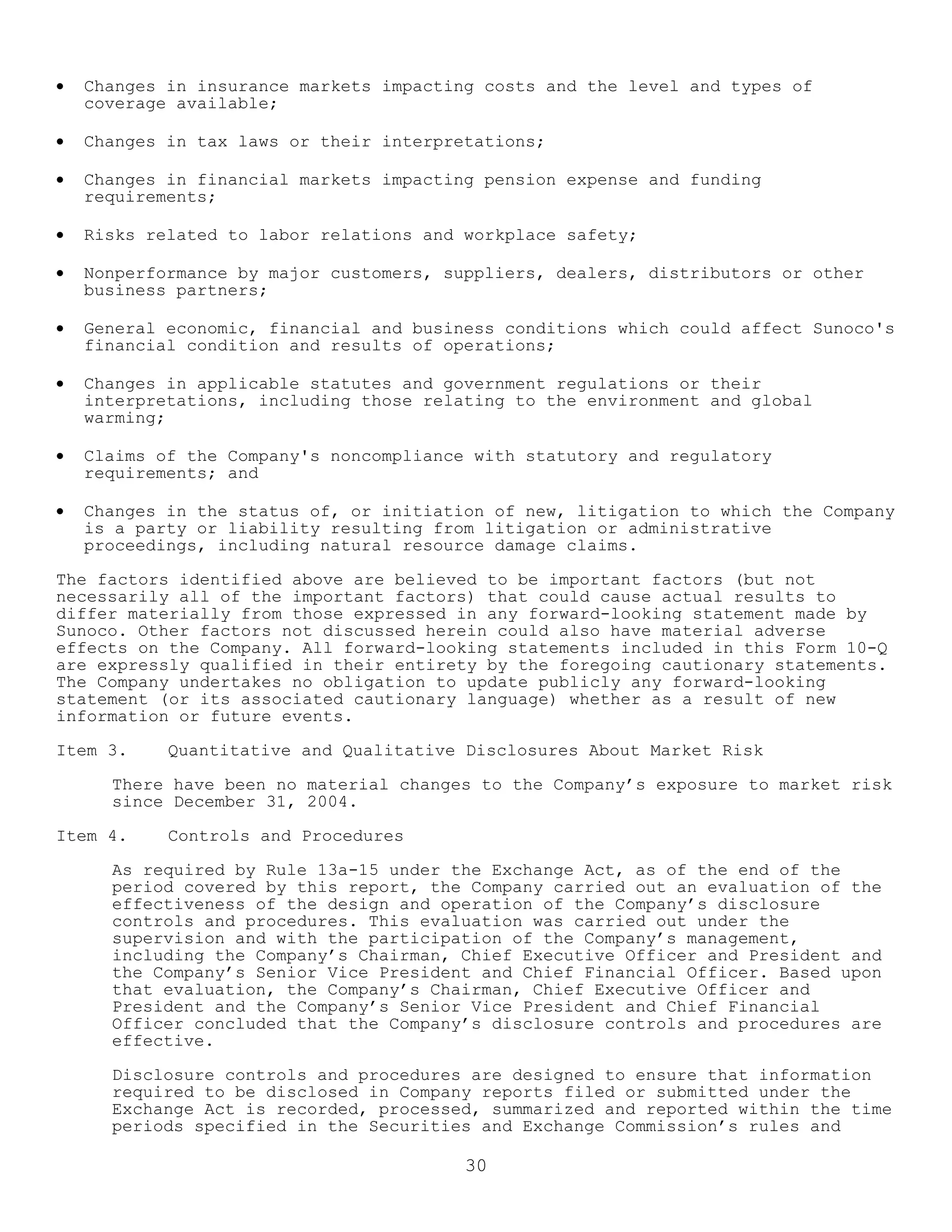 sunoco Quarterly Reports 2005 1st