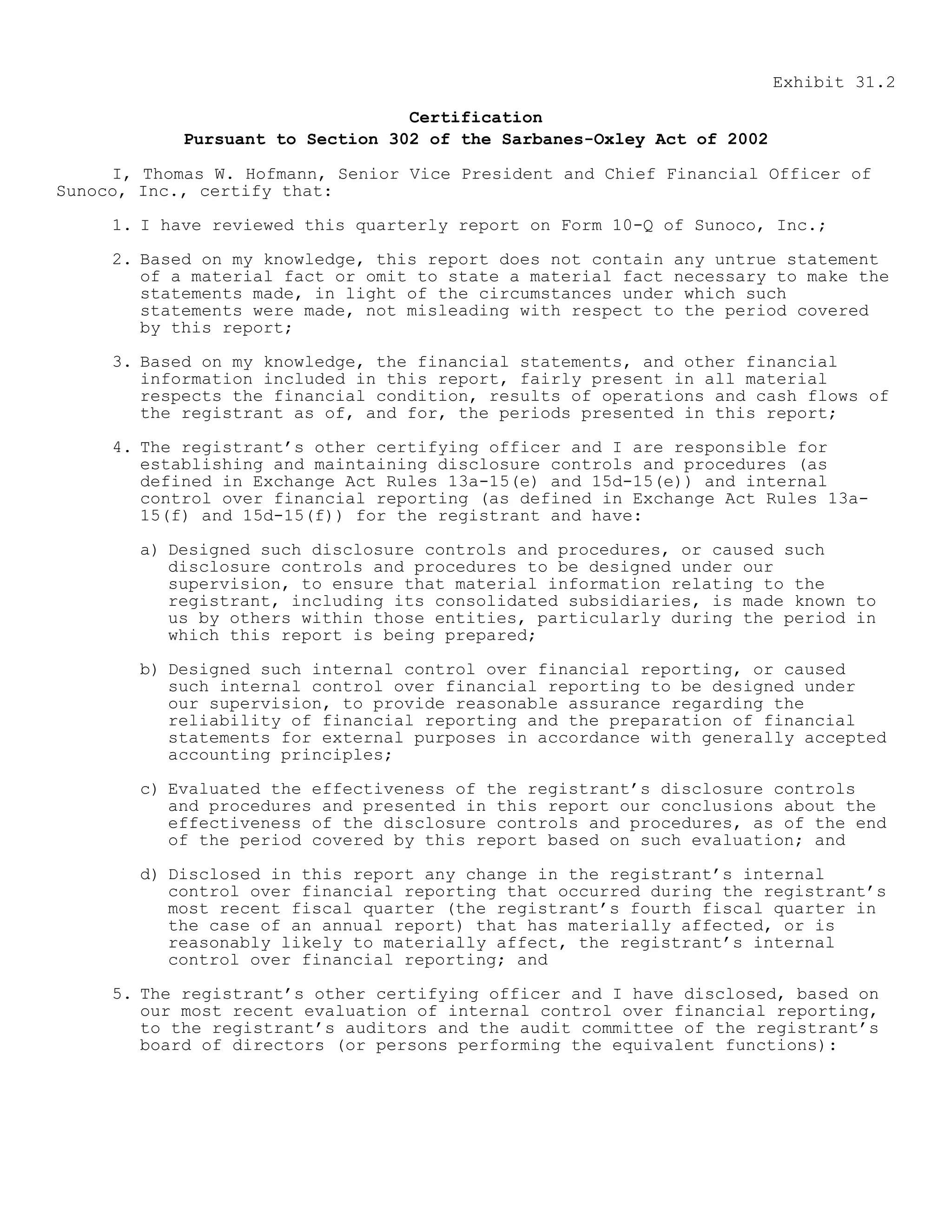 sunoco Quarterly Reports 2005 1st