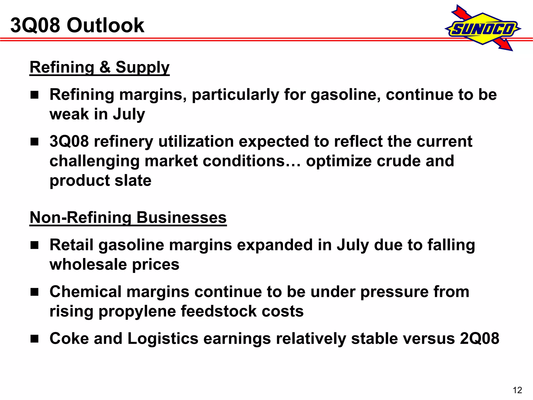 sunoco 2Q08 Earnings Conference Call Presentation