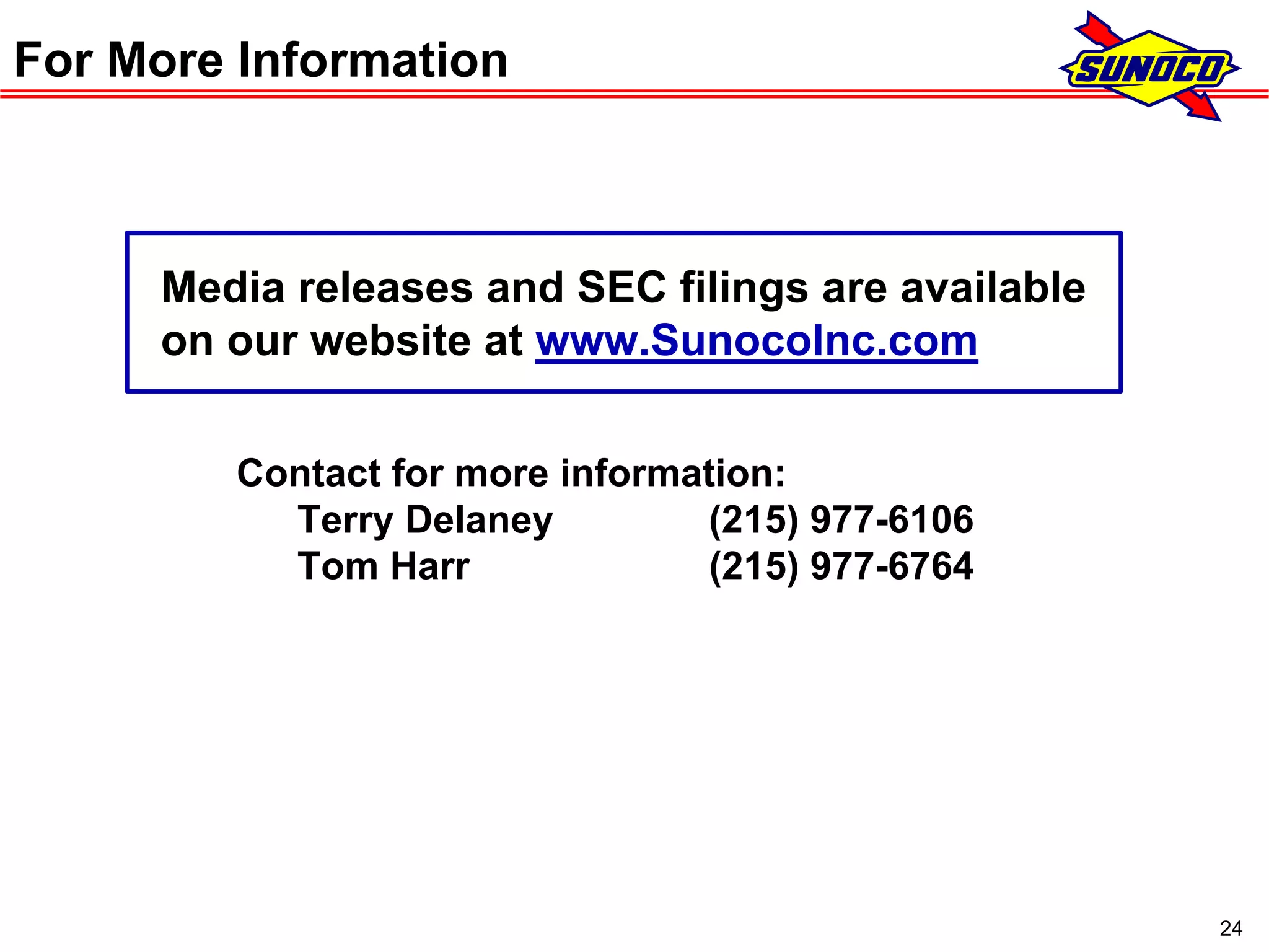 sunoco 2Q08 Earnings Conference Call Presentation