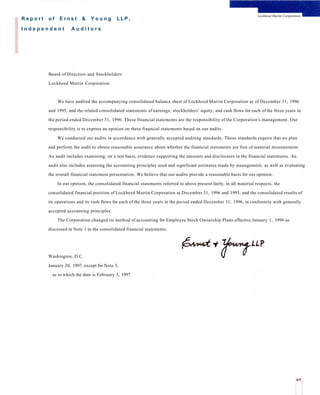 Lockheed Martin Disqualification Statement Example lockheed martin 1996 Annual Report | PDF
