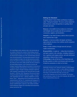 Lockheed Martin Core Principles lockheed martin 1996 Annual Report | PDF
