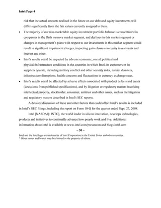 intel Quarter 2008 BusinessUpdate Q 4TH