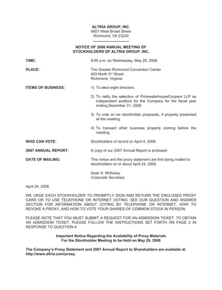 2008 Altria Proxy Statement