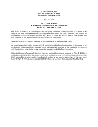 2008 Altria Proxy Statement