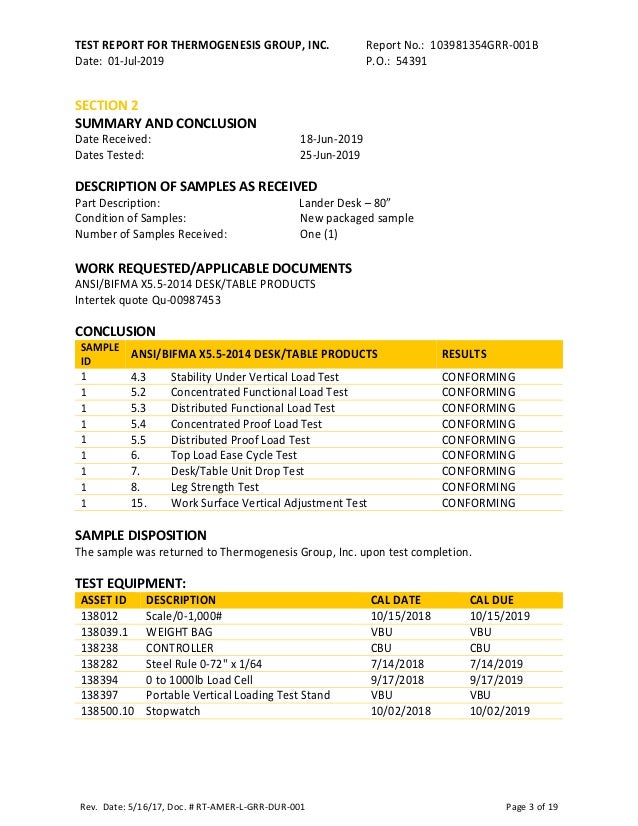 ANSI/BIFMA Certification for iMovR Lander Desk 83"