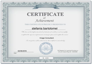 Certificate - Stefania Bartolomei