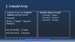 Comprehensive Guide to PHP Arrays: Types, Usage, and Functions | PDF