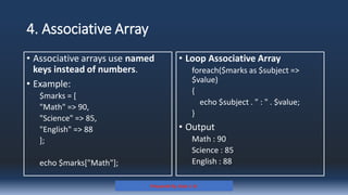 Comprehensive Guide to PHP Arrays: Types, Usage, and Functions | PDF