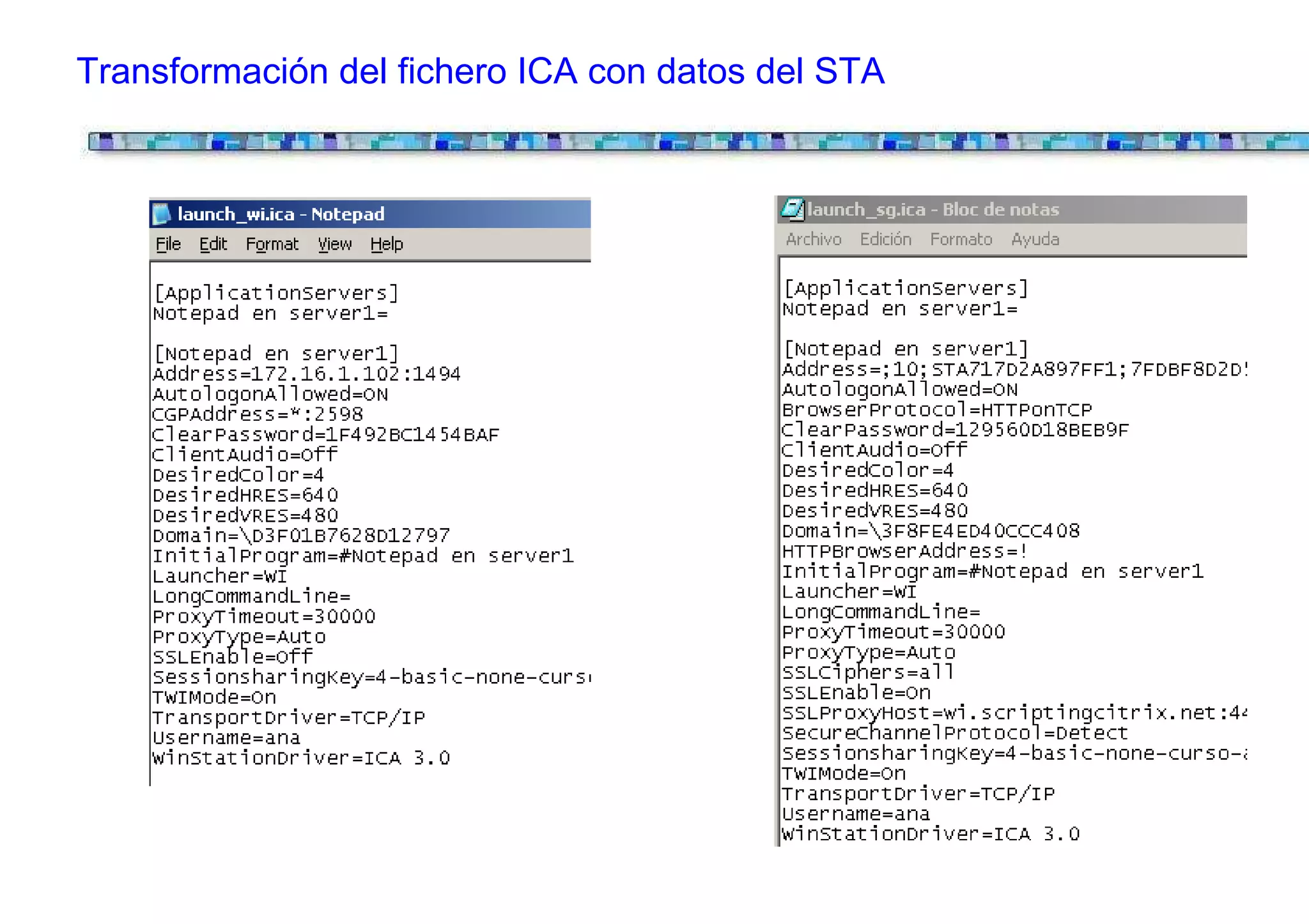 Transformación del fichero ICA con datos del STA
 