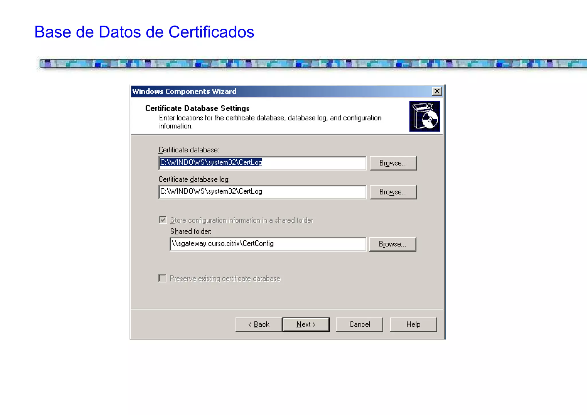 Base de Datos de Certificados
 