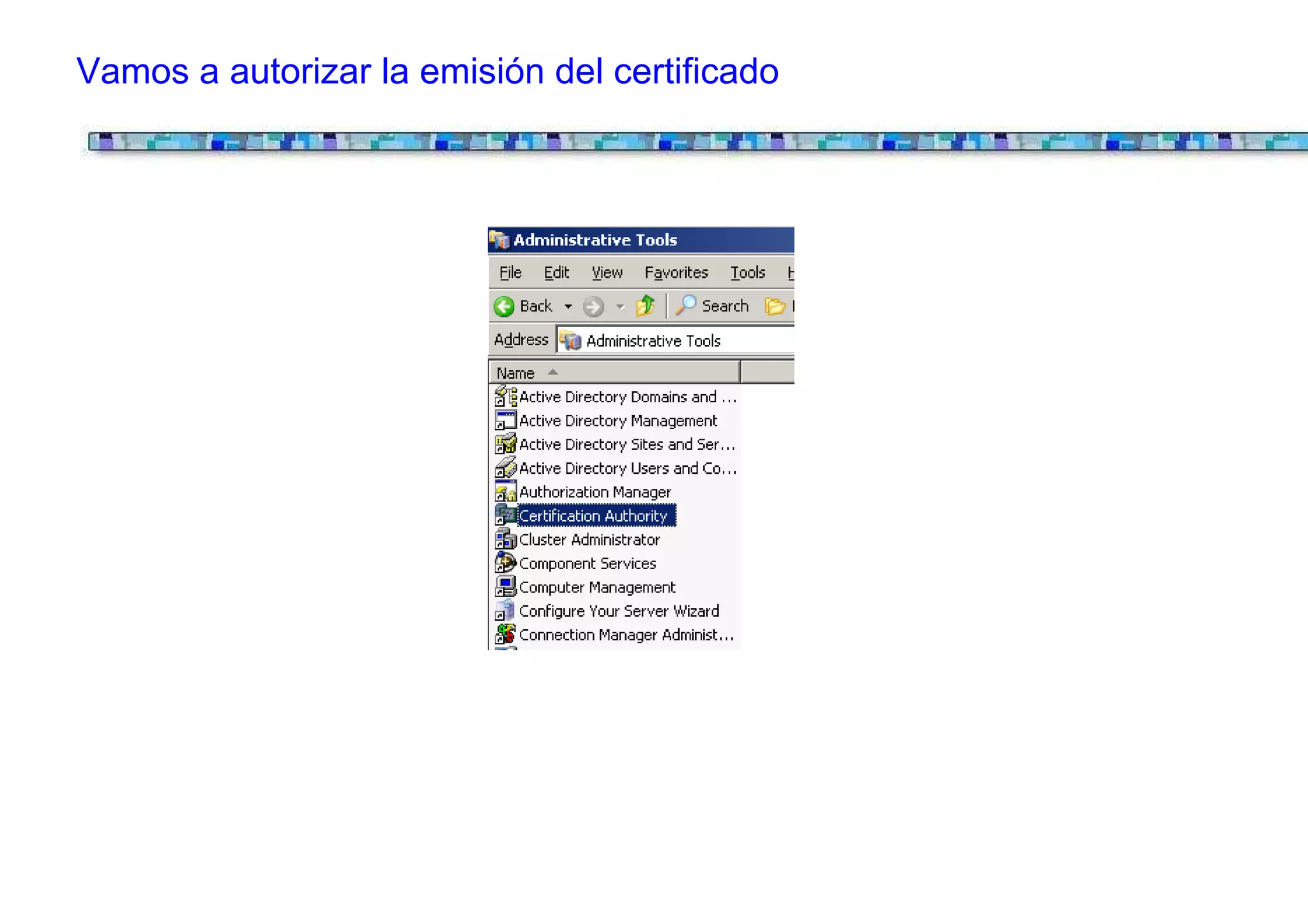 Vamos a autorizar la emisión del certificado
 
