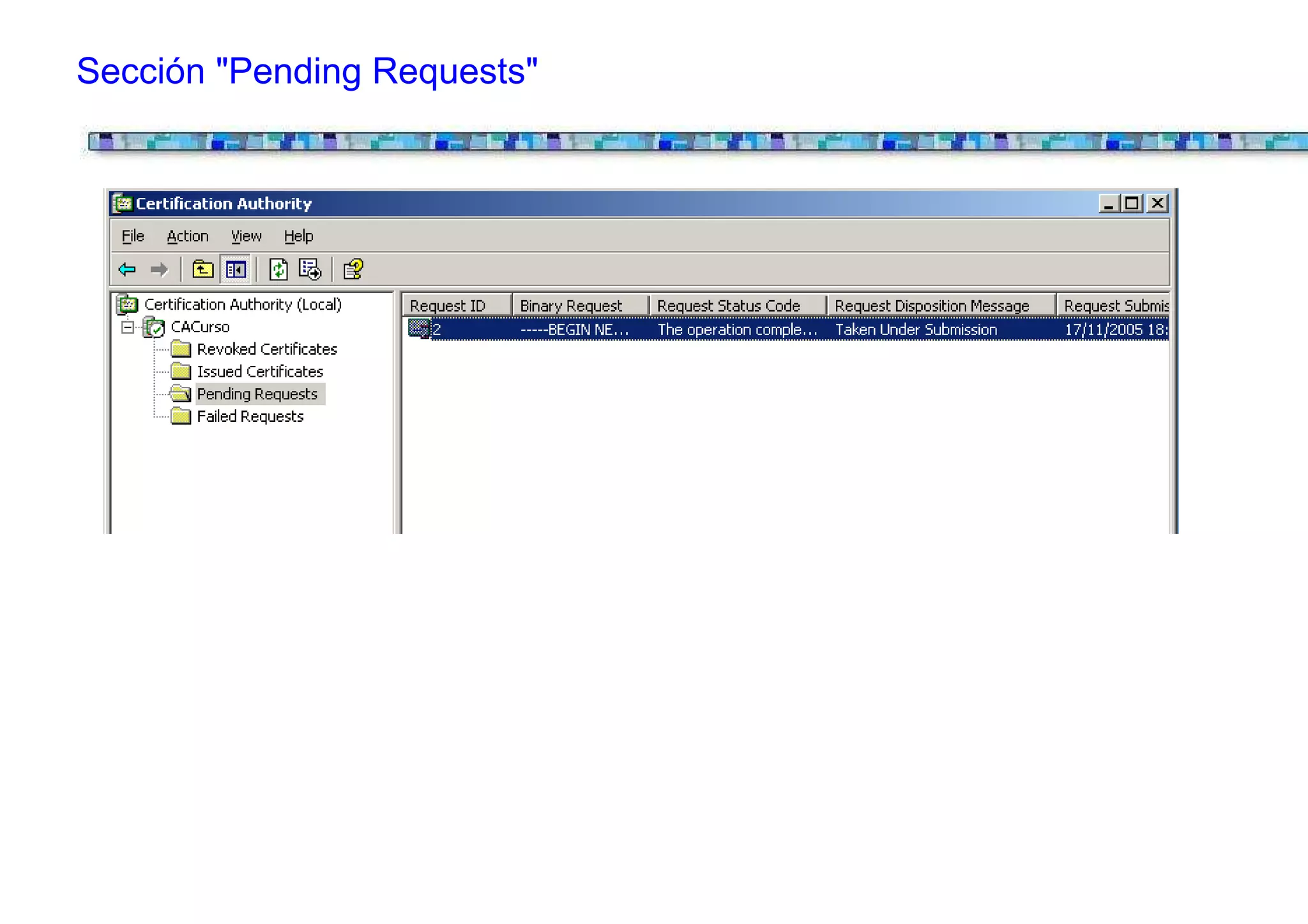 Sección "Pending Requests"
 