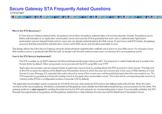 Secure Gateway STA Frequently Asked Questions
CTX101997
 