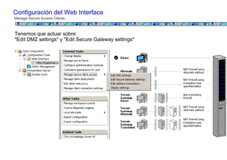 Configuración del Web Interface
Manage Secure Access Clients



Tenemos que actuar sobre:
"Edit DMZ settings" y "Edit Secure Gateway settings"
 