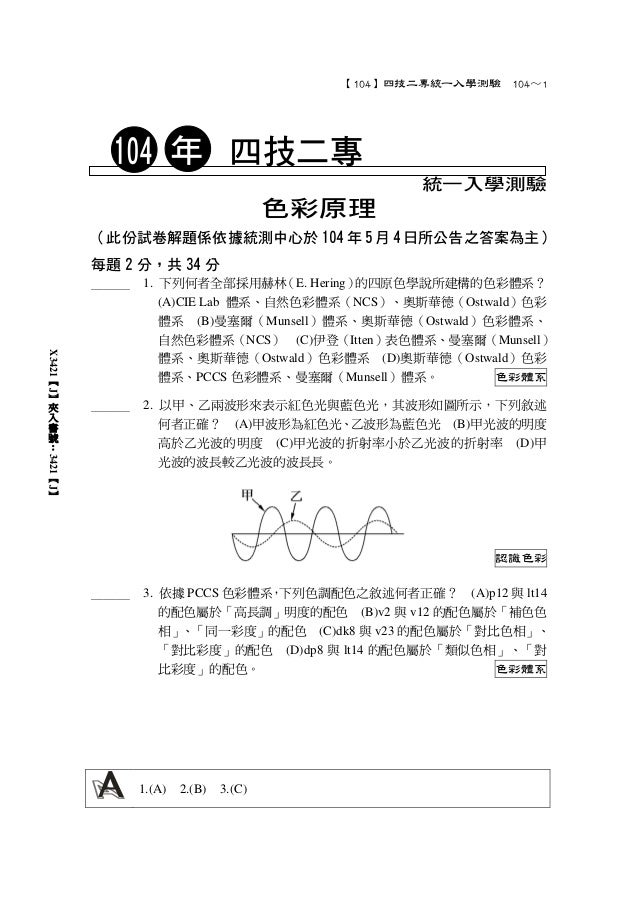 104學年度設計群專一統測解析