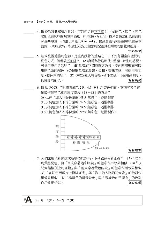 104學年度設計群專一統測解析
