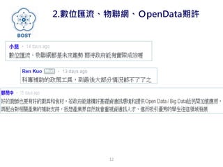 2.數位匯流、物聯網、ＯpenData期許
12
 