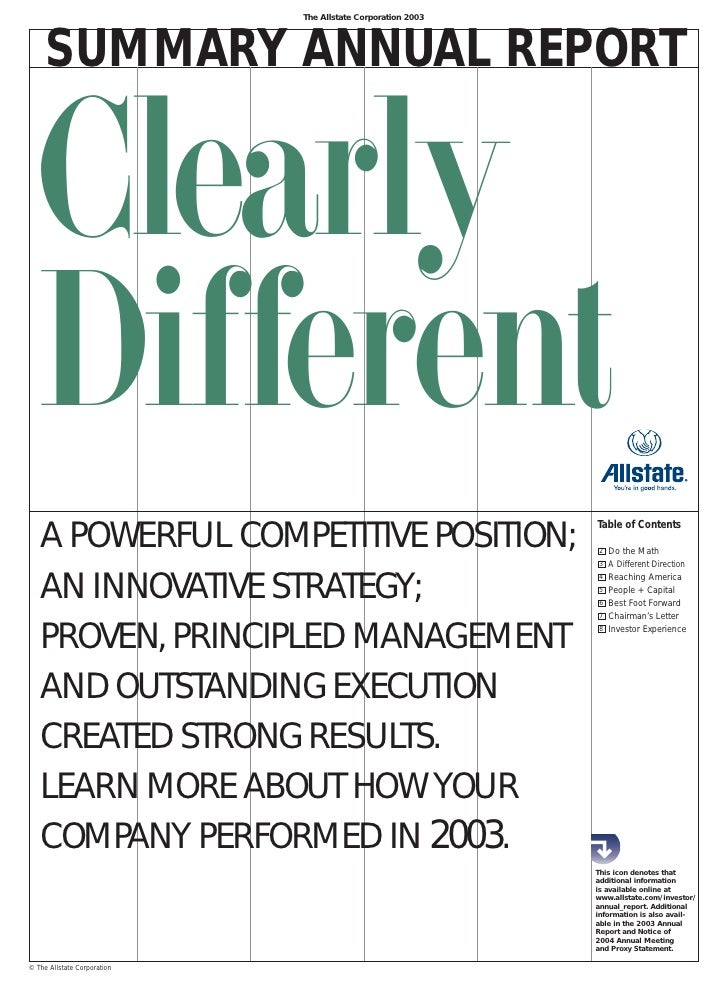 Allstate 2003 summary annual report