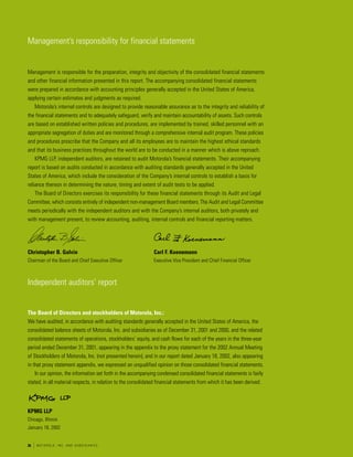 motorola 	2001 Summary Annual Report