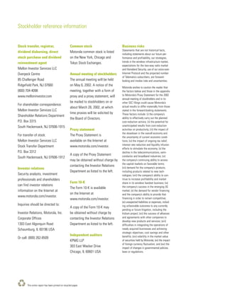 motorola 	2001 Summary Annual Report