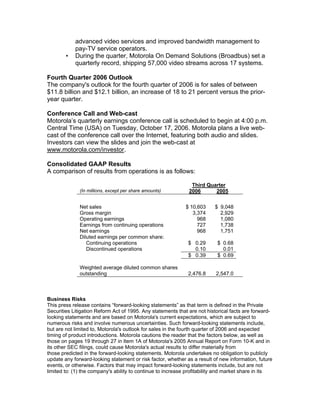 Q3 2006 Earnings Release