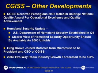 Q4 2002 Earnings Release Presentation