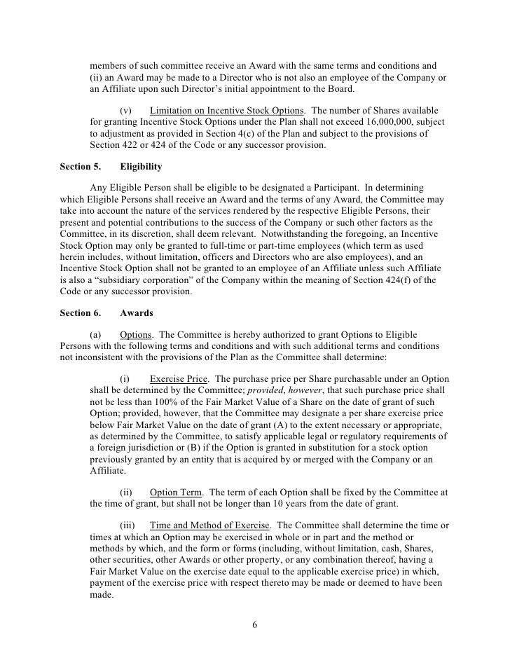 Irc 422 incentive stock options