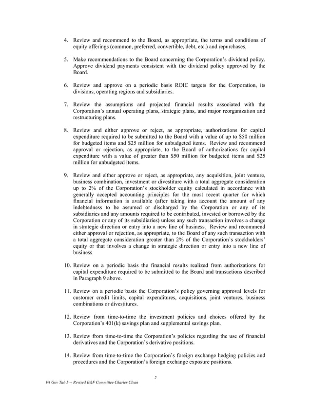 Executive and Finance Committee Charter | PDF