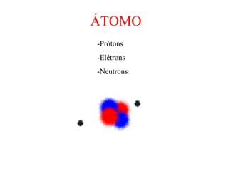 ÁTOMO
-Prótons
-Elétrons
-Neutrons
 