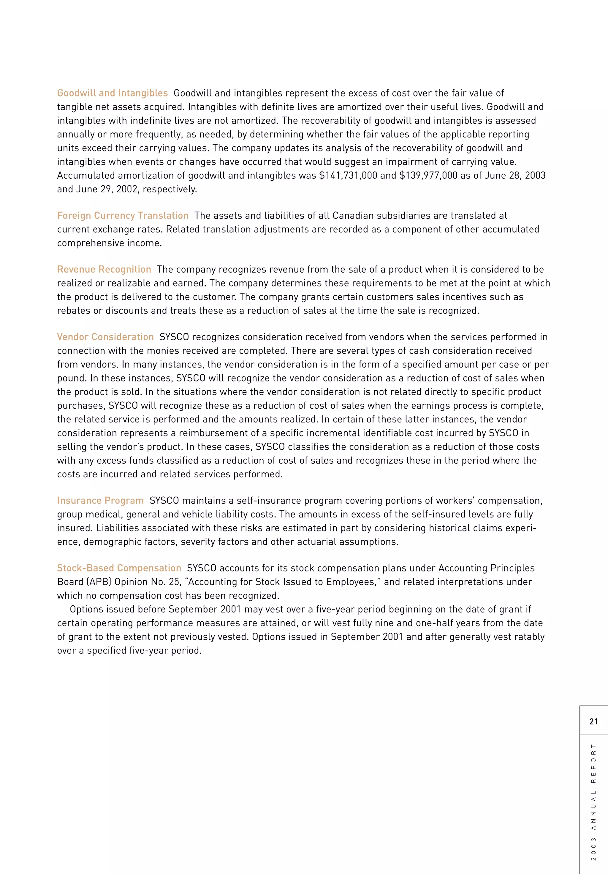 sysco Annual Reports2003