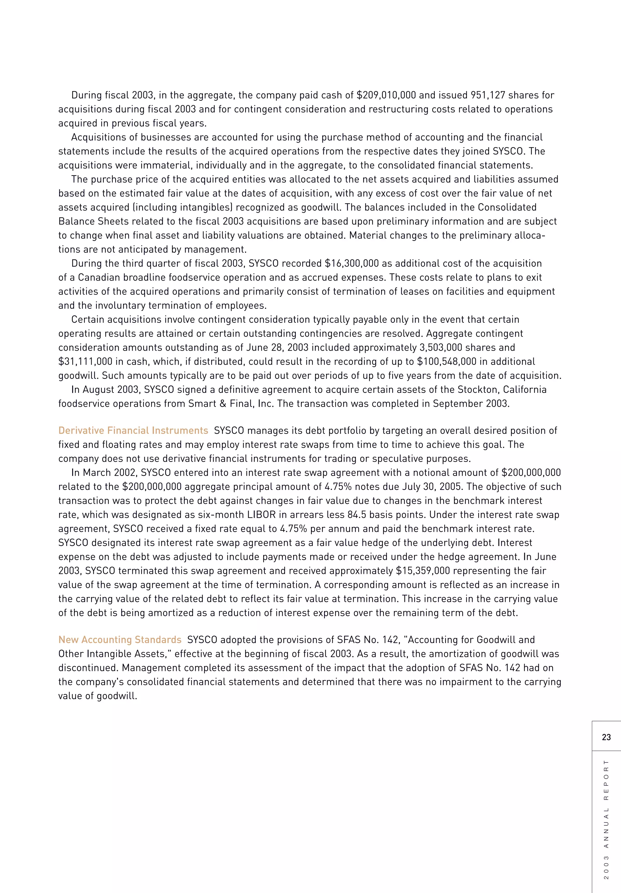sysco Annual Reports2003