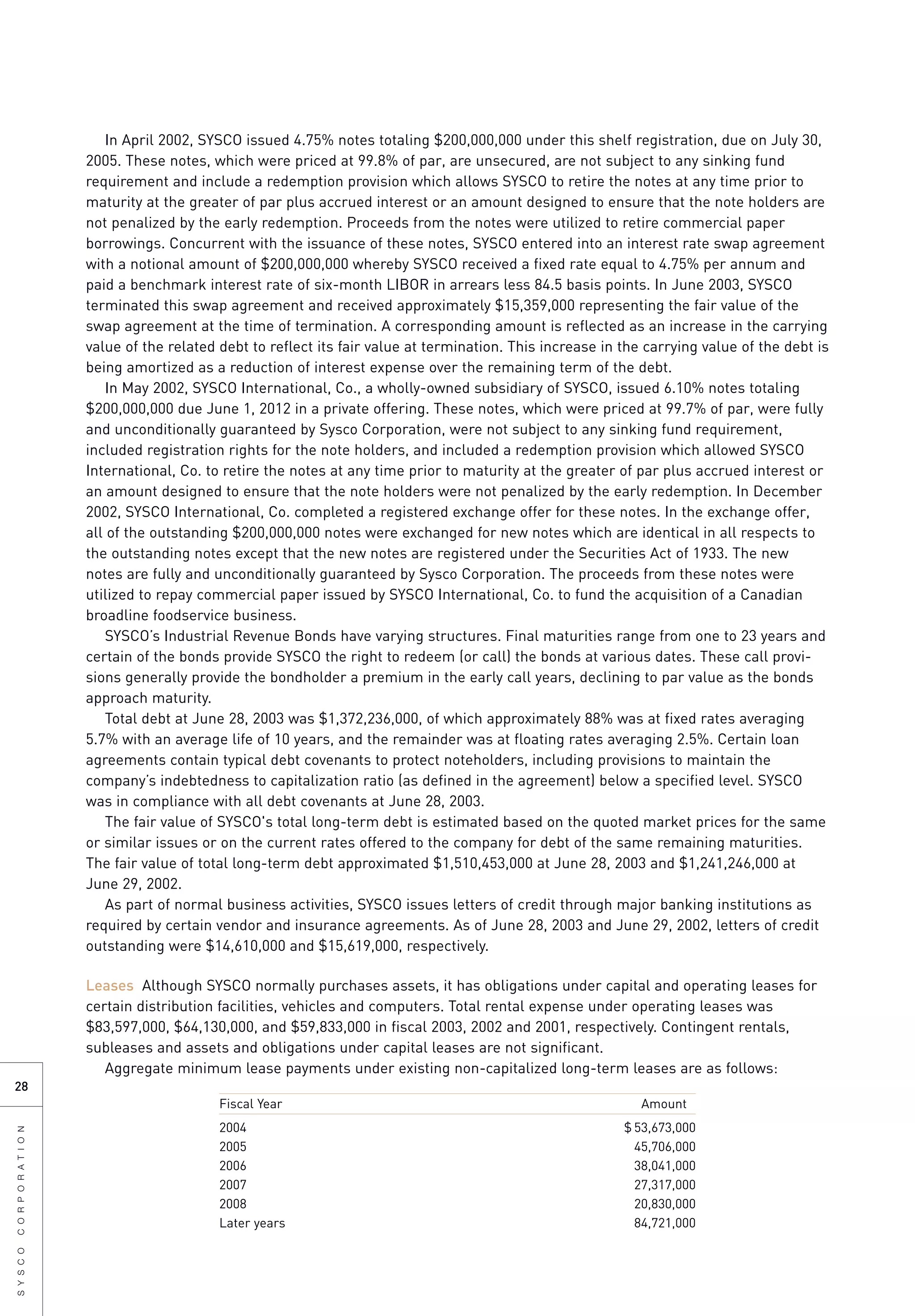 sysco Annual Reports2003