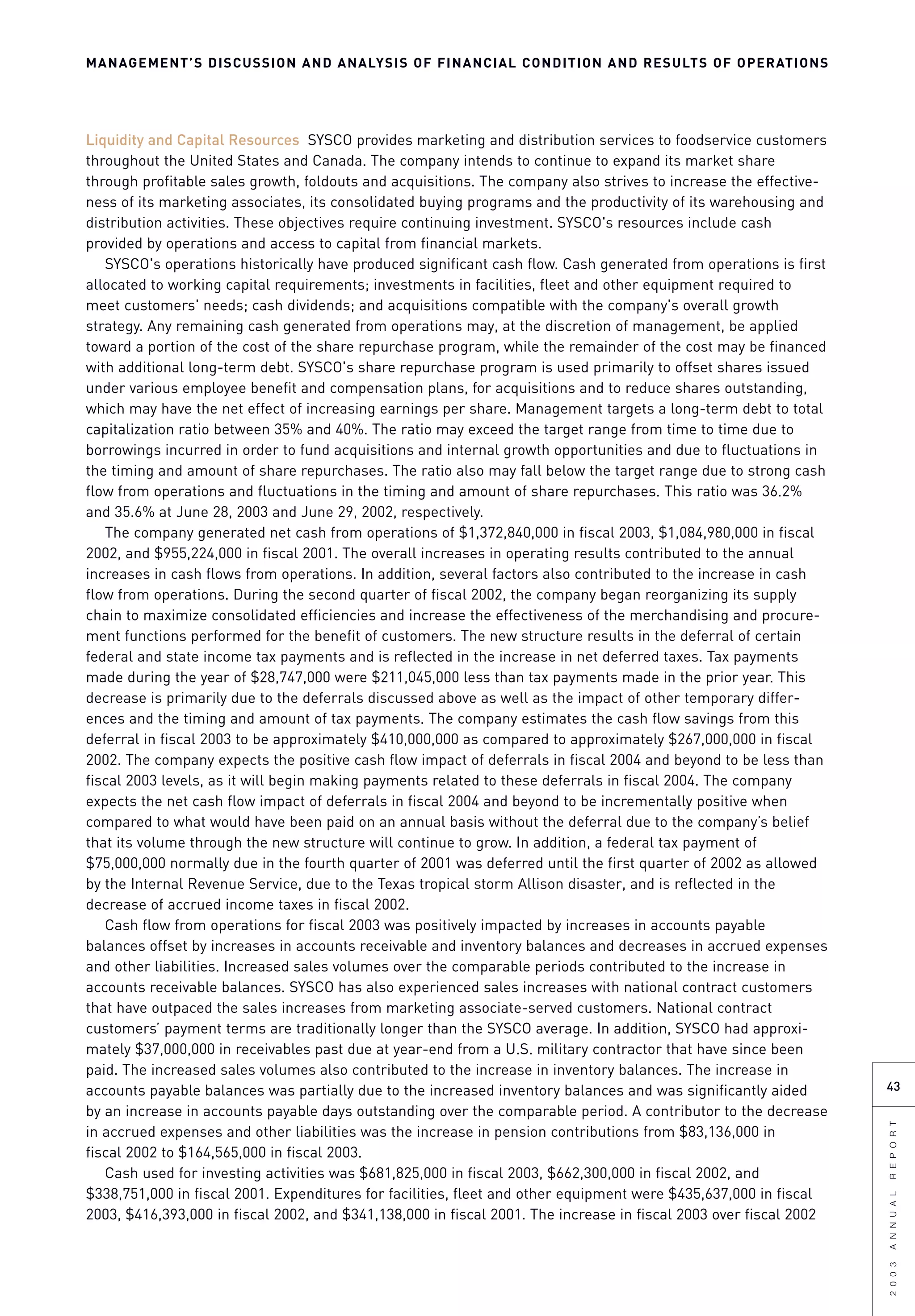 sysco Annual Reports2003