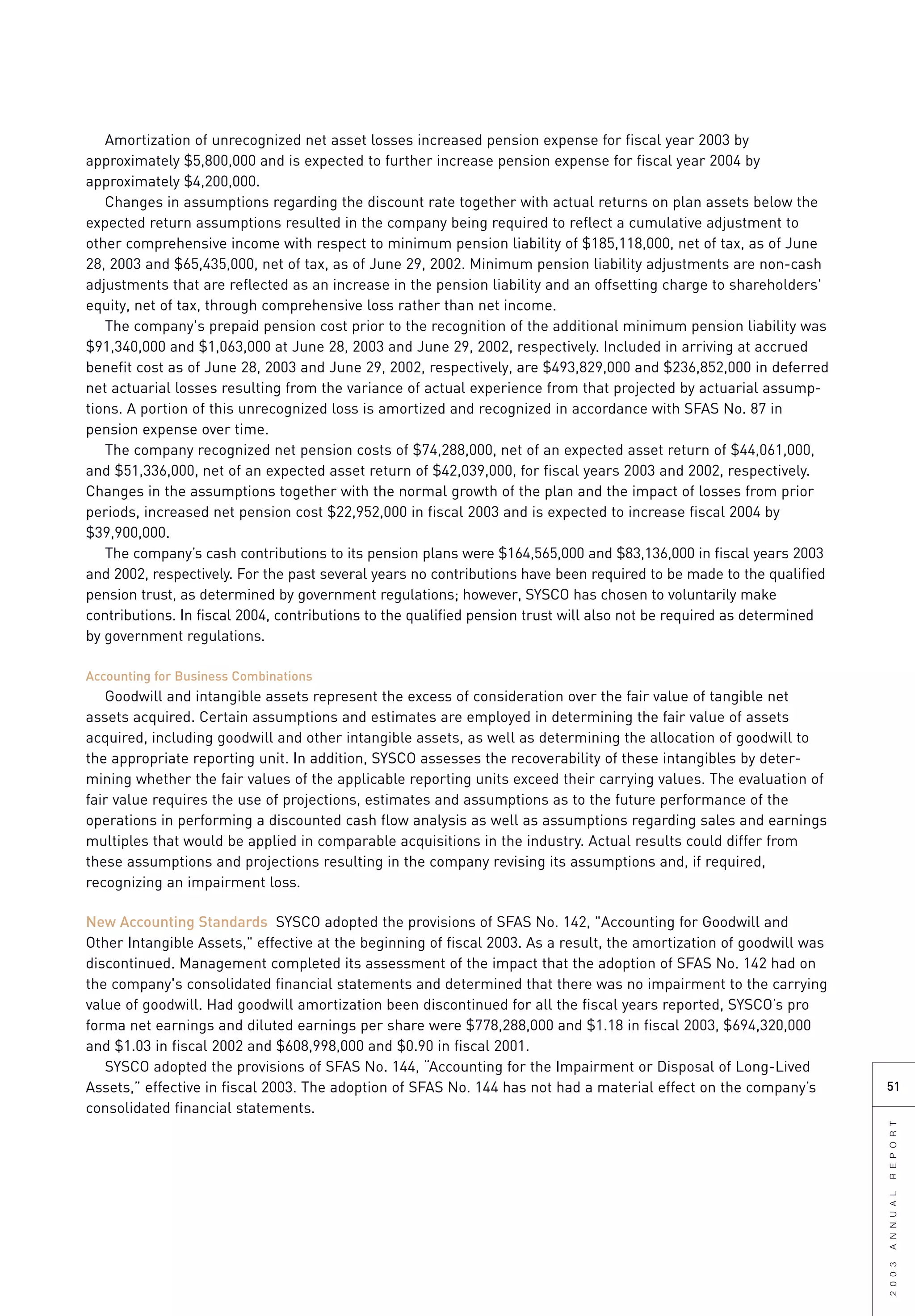 sysco Annual Reports2003