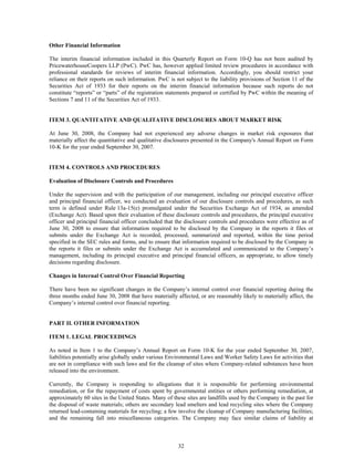 johnson controls  FY2008 3rd Quarter Form 10-Q  