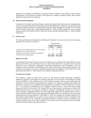 johnson controls  FY2007 1st Quarter Form 10-Q  
