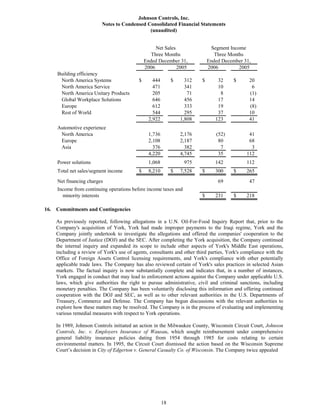 johnson controls  FY2007 1st Quarter Form 10-Q  