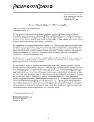 johnson controls  FY2007 1st Quarter Form 10-Q  