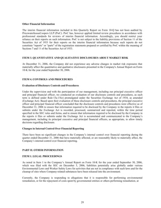 johnson controls  FY2007 1st Quarter Form 10-Q  