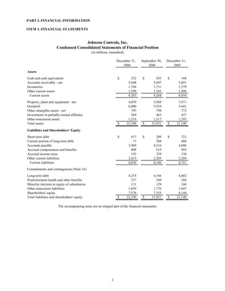 johnson controls  FY2007 1st Quarter Form 10-Q  