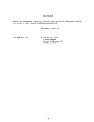 johnson controls  FY2007 1st Quarter Form 10-Q  
